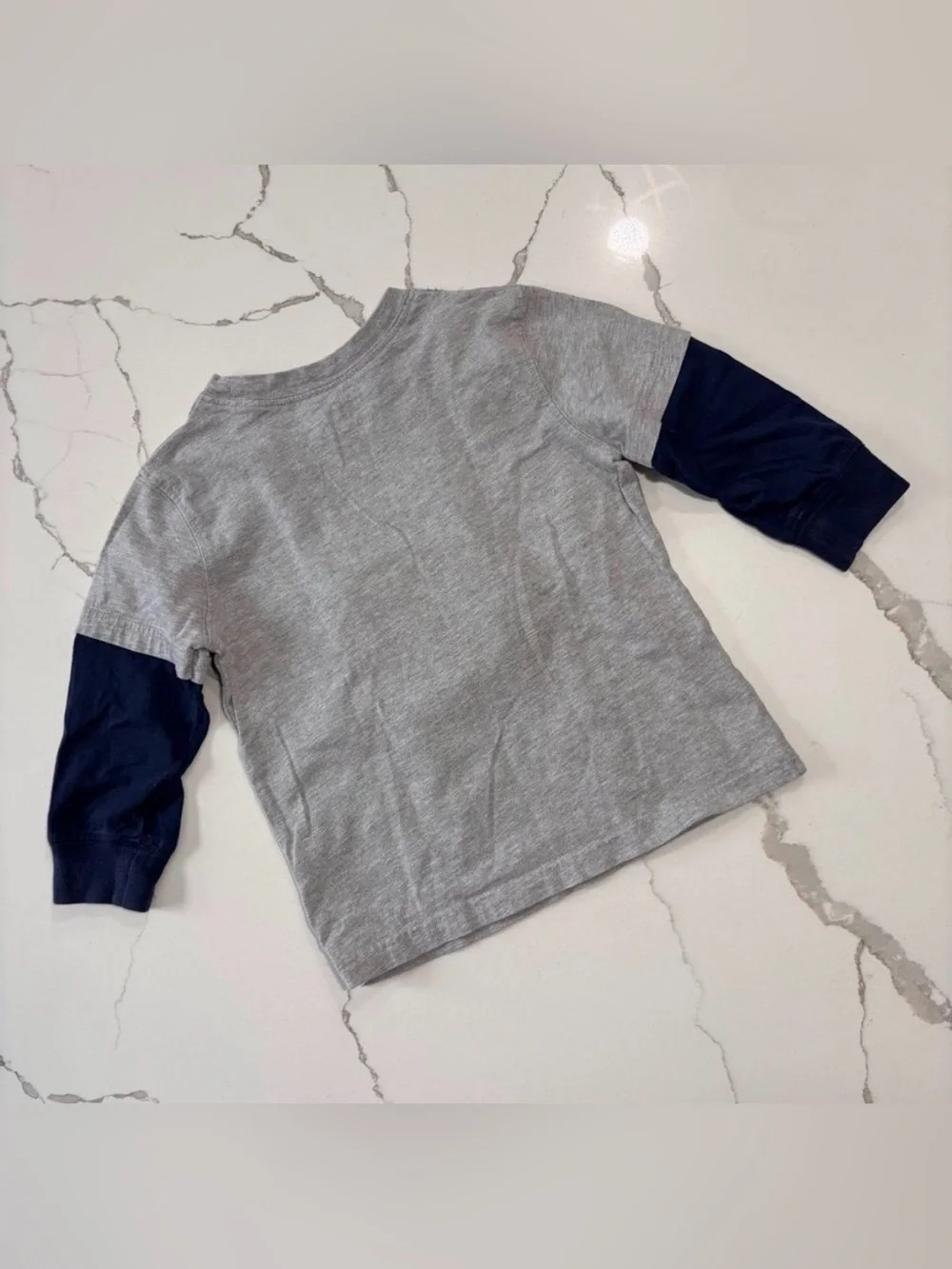 Carter’s | Baby Toddler Boys Grey Navy Long Sleeve Basketball Sports T-Shirt 2T